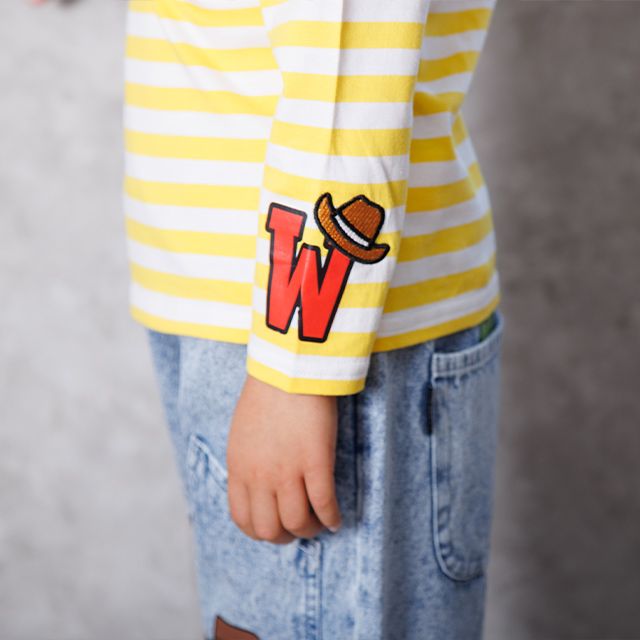 【ベビードール】ウッディ ボーダーロンT 1278K / ベビーサイズ キッズ トップス 長袖  Tシャツ クルーネック カットソー 天竺素材 ボーダー柄