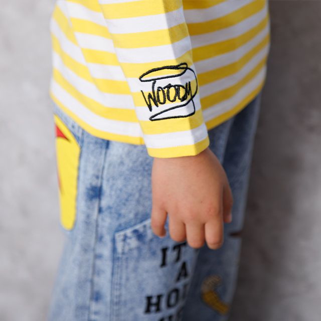 【ベビードール】ウッディ ボーダーロンT 1278K / ベビーサイズ キッズ トップス 長袖  Tシャツ クルーネック カットソー 天竺素材 ボーダー柄