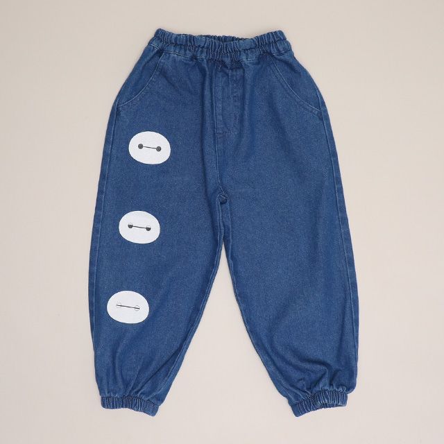 【ベビードール】ベイマックス キャラクターデニムロングパンツ 1287K / ベビーサイズ キッズ ボトムス 長ズボン デニムパンツ ウエスト総ゴム ゴム穴付