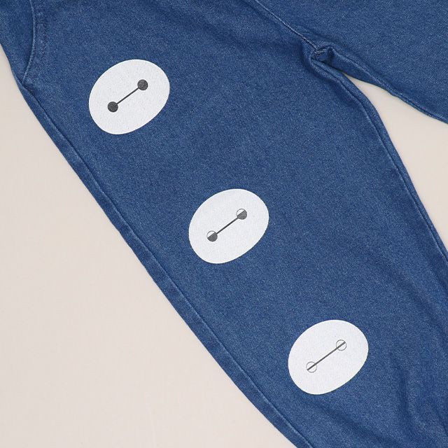 【ベビードール】ベイマックス キャラクターデニムロングパンツ 1287K / ベビーサイズ キッズ ボトムス 長ズボン デニムパンツ ウエスト総ゴム ゴム穴付