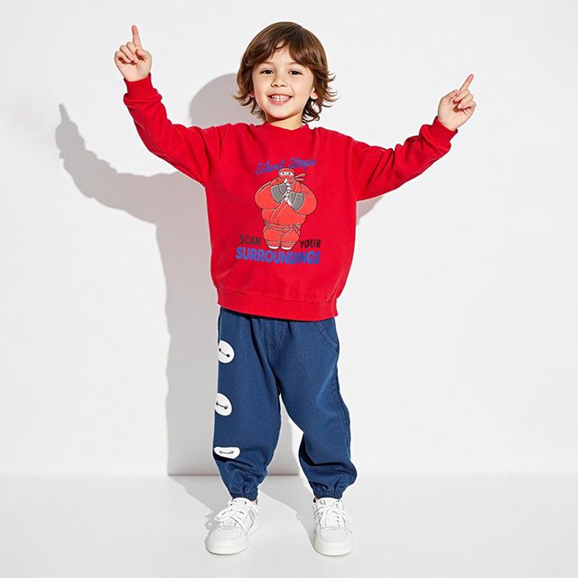 【ベビードール】ベイマックス キャラクターデニムロングパンツ 1287K / ベビーサイズ キッズ ボトムス 長ズボン デニムパンツ ウエスト総ゴム ゴム穴付