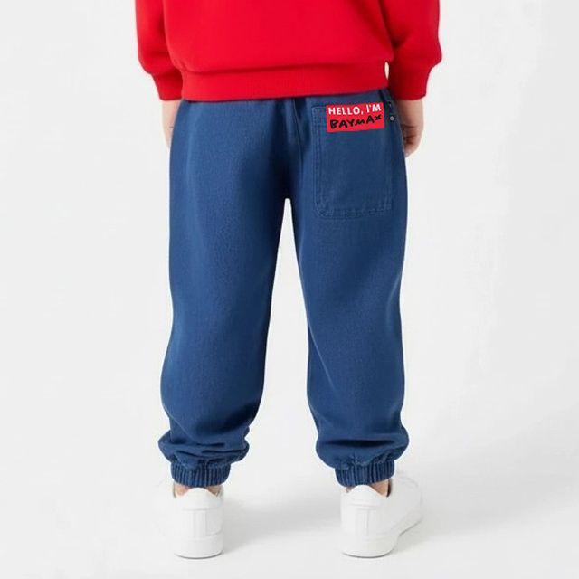 【ベビードール】ベイマックス キャラクターデニムロングパンツ 1287K / ベビーサイズ キッズ ボトムス 長ズボン デニムパンツ ウエスト総ゴム ゴム穴付