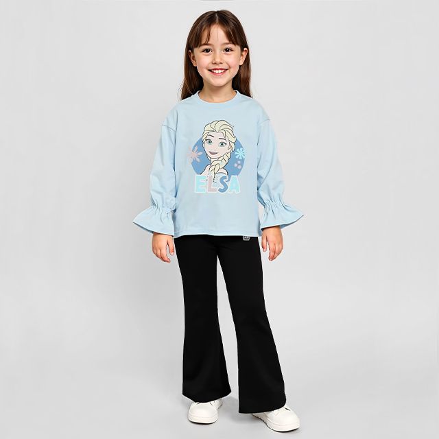 【ベビードール】エルサ 袖ギャザーロンT 1288K / ベビーサイズ キッズ トップス 長袖 Tシャツ クルーネック 天竺素材 ガーリー