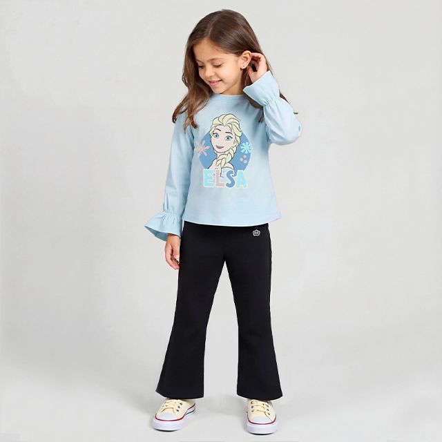 【ベビードール】エルサ 袖ギャザーロンT 1288K / ベビーサイズ キッズ トップス 長袖 Tシャツ クルーネック 天竺素材 ガーリー