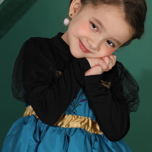 【ベビードール】エルサ 戴冠式なりきるドレスワンピース 1295K / キッズ トップス スカート ドレス ワンピース なりきれる 仮装 コスプレ お姫様 豪華 パーティ 衣装 姉妹コーデ リンクコーデ マント付き