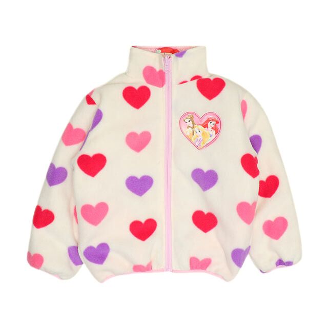 【ベビードール】プリンセス / リバーシブルアウター 1307K / ラプンツェル アリエル ベル / キッズ トップス 長袖 アウター 上着 羽織り ジャケット ブルゾン 中綿 フリース 2Way ガーリー ガールズコーデ ハート ピンク