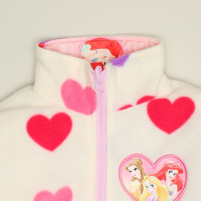 【ベビードール】プリンセス / リバーシブルアウター 1307K / ラプンツェル アリエル ベル / キッズ トップス 長袖 アウター 上着 羽織り ジャケット ブルゾン 中綿 フリース 2Way ガーリー ガールズコーデ ハート ピンク