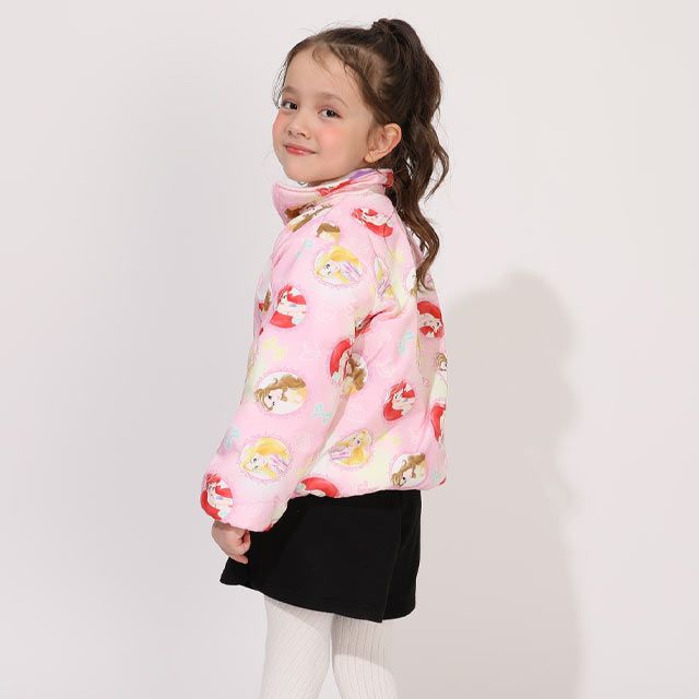 【ベビードール】プリンセス / リバーシブルアウター 1307K / ラプンツェル アリエル ベル / キッズ トップス 長袖 アウター 上着 羽織り ジャケット ブルゾン 中綿 フリース 2Way ガーリー ガールズコーデ ハート ピンク