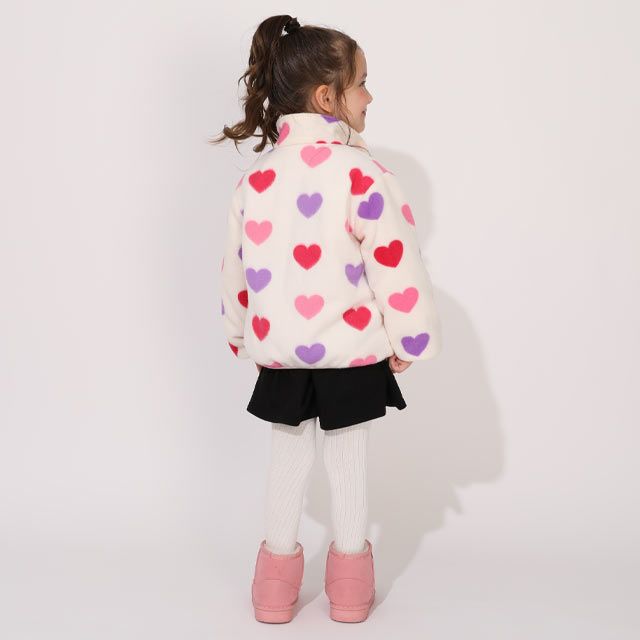 【ベビードール】プリンセス / リバーシブルアウター 1307K / ラプンツェル アリエル ベル / キッズ トップス 長袖 アウター 上着 羽織り ジャケット ブルゾン 中綿 フリース 2Way ガーリー ガールズコーデ ハート ピンク