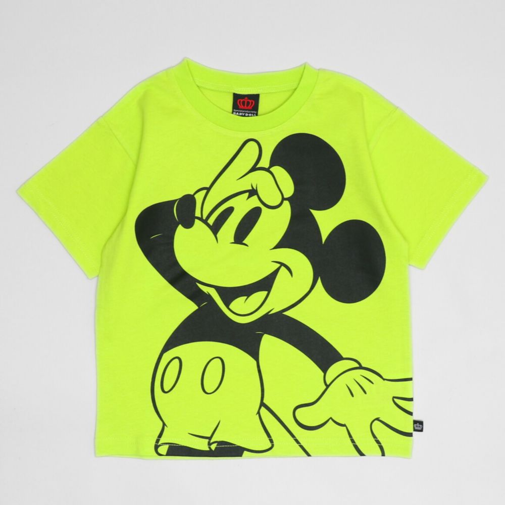 【ベビードール】ミッキー 親子お揃い BIGフェイスTシャツ 1329K / ベビーサイズ キッズ リンクコーデ ペアルック 親子コーデ トップス 半袖 クルーネック カットソー