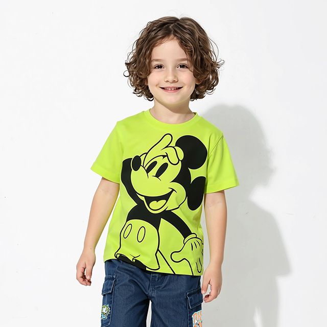 【ベビードール】ミッキー 親子お揃い BIGフェイスTシャツ 1329K / ベビーサイズ キッズ リンクコーデ ペアルック 親子コーデ トップス 半袖 クルーネック カットソー