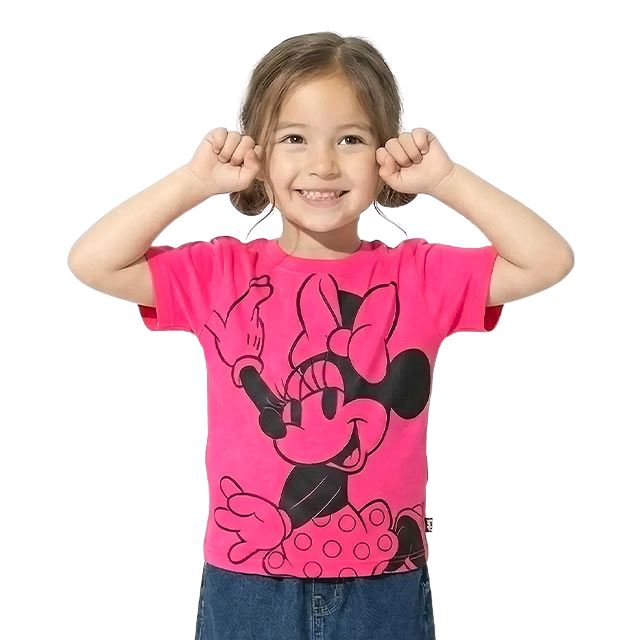 【ベビードール】ミニー 親子お揃い BIGフェイスTシャツ 1329K / ベビーサイズ キッズ リンクコーデ ペアルック 親子コーデ トップス 半袖 クルーネック カットソー