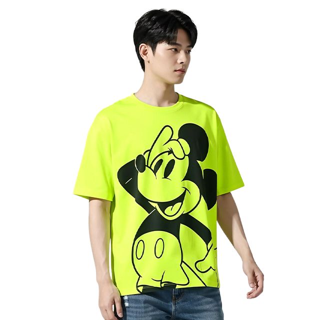 【ベビードール】ミッキー 親子お揃い BIGフェイスTシャツ 1329A / 大人 ユニセックス 男女兼用 リンクコーデ ペアルック 親子コーデ トップス 半袖 クルーネック カットソー