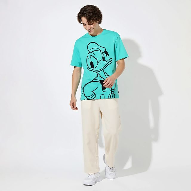 【ベビードール】ドナルド 親子お揃い BIGフェイスTシャツ 1329A / 大人 ユニセックス 男女兼用 リンクコーデ ペアルック 親子コーデ トップス 半袖 クルーネック カットソー