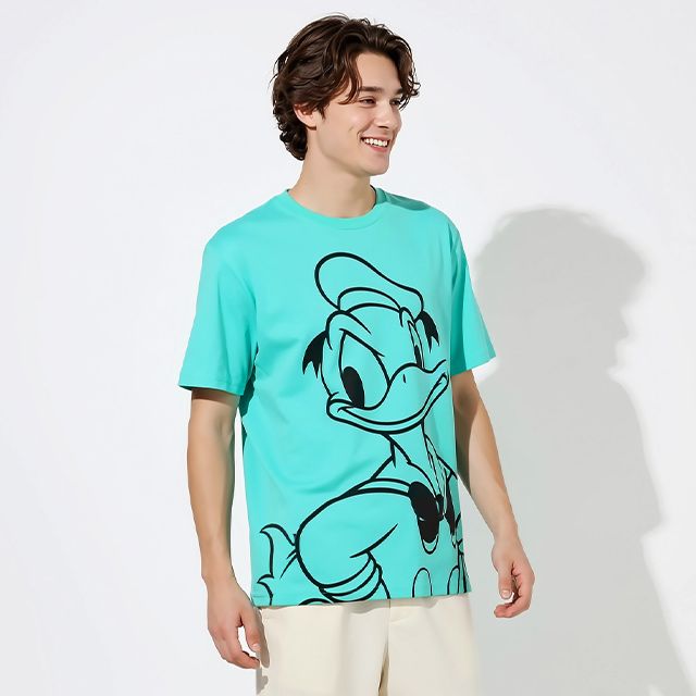 【ベビードール】ドナルド 親子お揃い BIGフェイスTシャツ 1329A / 大人 ユニセックス 男女兼用 リンクコーデ ペアルック 親子コーデ トップス 半袖 クルーネック カットソー