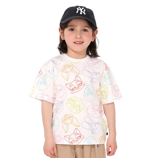 【ベビードール】ズートピア 総柄Tシャツ 1331K / ベビーサイズ キッズ トップス 半袖 クルーネック カットソー ジュディ ホップス ニック ワイルド フラッシュ スロスモア フィニック