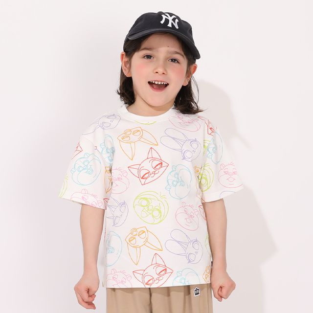 【ベビードール】ズートピア 総柄Tシャツ 1331K / ベビーサイズ キッズ トップス 半袖 クルーネック カットソー ジュディ ホップス ニック ワイルド フラッシュ スロスモア フィニック