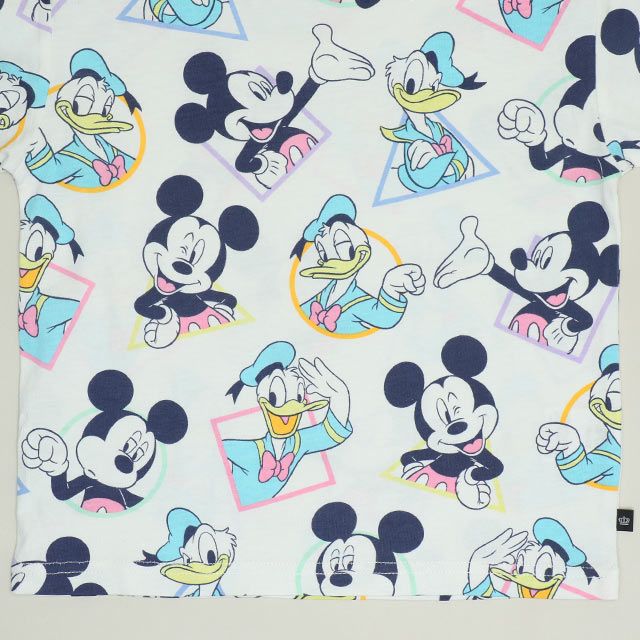 【ベビードール】ミッキー ドナルド 親子お揃い パステル総柄Tシャツ 1332K / ベビーサイズ キッズ リンクコーデ ペアルック 親子コーデ トップス 半袖 クルーネック カットソー