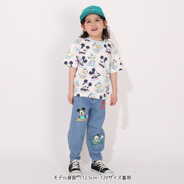 【ベビードール】ミッキー ドナルド 親子お揃い パステル総柄Tシャツ 1332K / ベビーサイズ キッズ リンクコーデ ペアルック 親子コーデ トップス 半袖 クルーネック カットソー