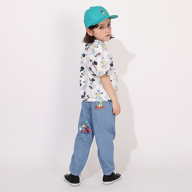 【ベビードール】ミッキー ドナルド 親子お揃い パステル総柄Tシャツ 1332K / ベビーサイズ キッズ リンクコーデ ペアルック 親子コーデ トップス 半袖 クルーネック カットソー