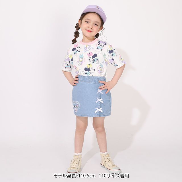 【ベビードール】ミニー デイジー 親子お揃い パステル総柄Tシャツ 1332K / ベビーサイズ キッズ リンクコーデ ペアルック 親子コーデ トップス 半袖 クルーネック カットソー