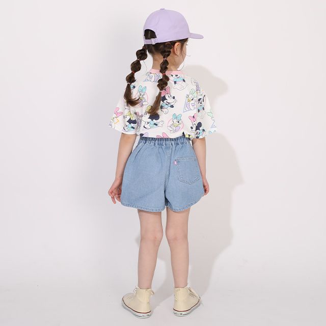 【ベビードール】ミニー デイジー 親子お揃い パステル総柄Tシャツ 1332K / ベビーサイズ キッズ リンクコーデ ペアルック 親子コーデ トップス 半袖 クルーネック カットソー