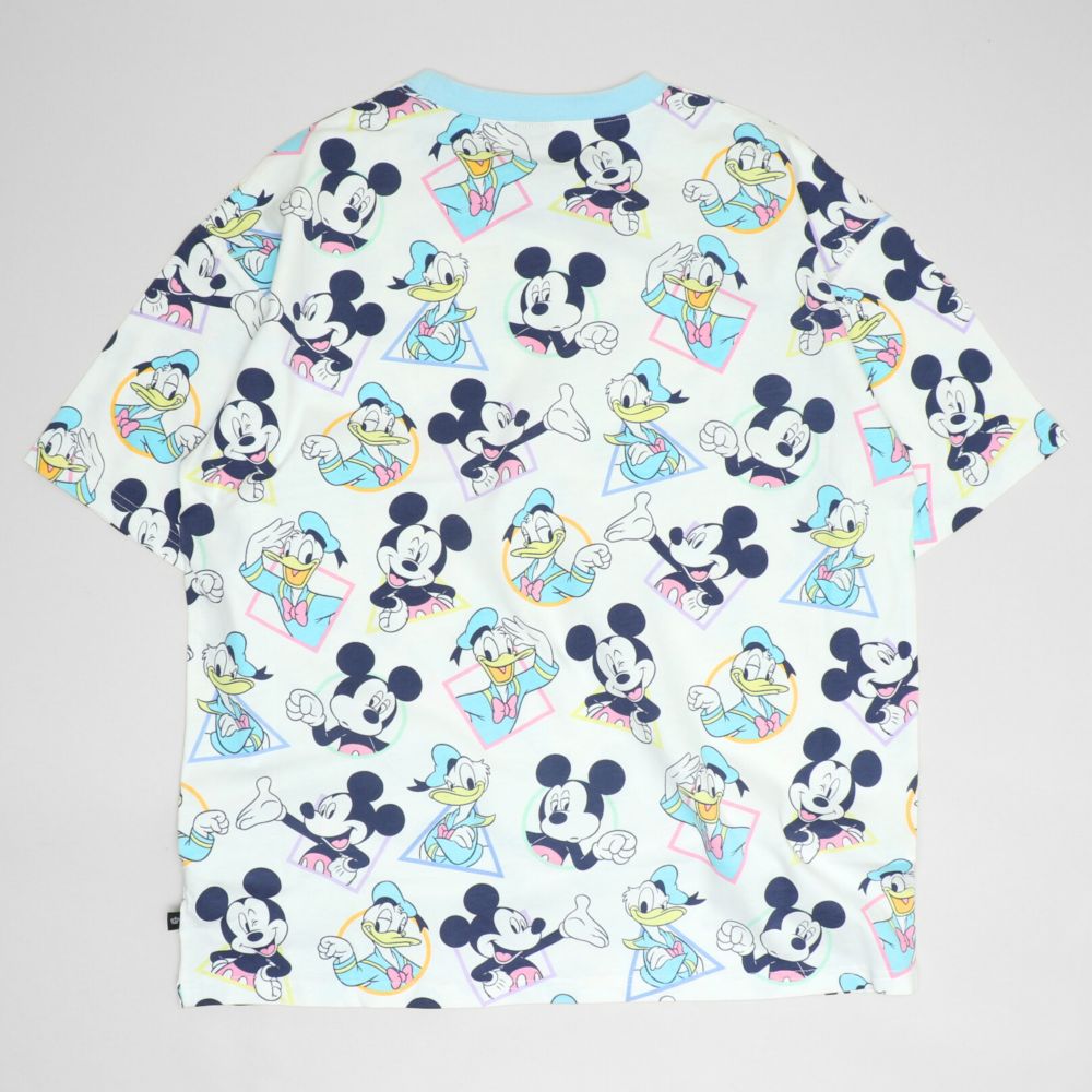 【ベビードール】ミッキー ドナルド 親子お揃い パステル総柄Tシャツ 1332A / 大人 ユニセックス 男女兼用 リンクコーデ ペアルック 親子コーデ トップス 半袖 クルーネック カットソー