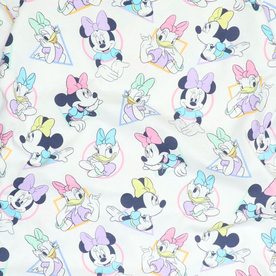 【ベビードール】ミニー デイジー 親子お揃い パステル総柄Tシャツ 1332A / 大人 ユニセックス 男女兼用 リンクコーデ ペアルック 親子コーデ トップス 半袖 クルーネック カットソー