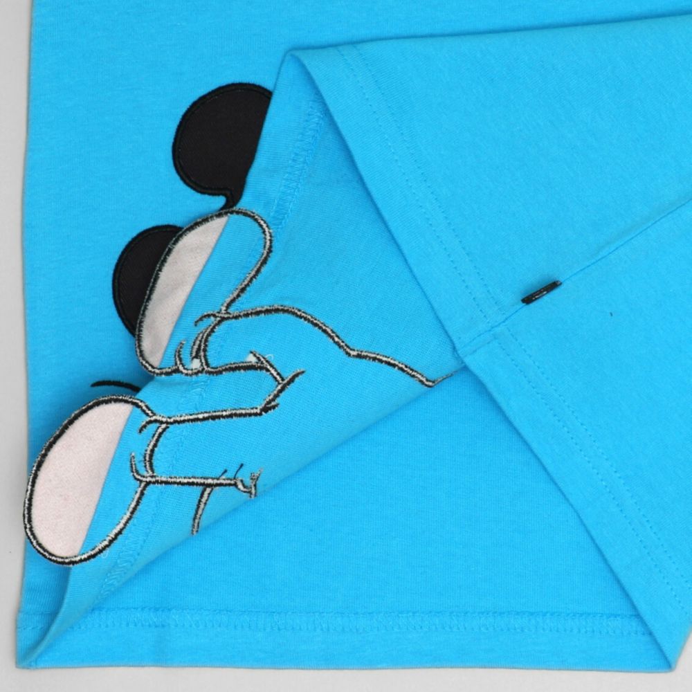 【ベビードール】ミッキー 手描き風ロゴキャラクターワッペンTシャツ 1334K / ベビーサイズ キッズ トップス 半袖 クルーネック カットソー