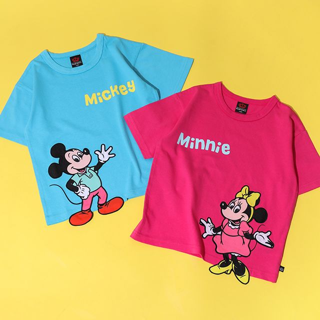 【ベビードール】ミニー 手描き風ロゴキャラクターワッペンTシャツ 1334K / ベビーサイズ キッズ トップス 半袖 クルーネック カットソー