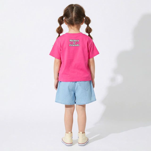 【ベビードール】ミニー 手描き風ロゴキャラクターワッペンTシャツ 1334K / ベビーサイズ キッズ トップス 半袖 クルーネック カットソー