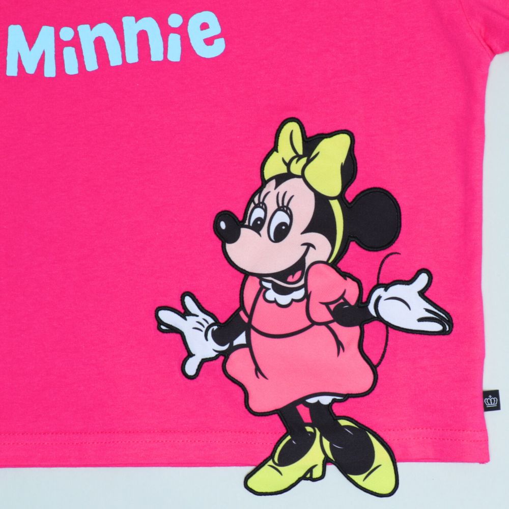 【ベビードール】ミニー 手描き風ロゴキャラクターワッペンTシャツ 1334K / ベビーサイズ キッズ トップス 半袖 クルーネック カットソー