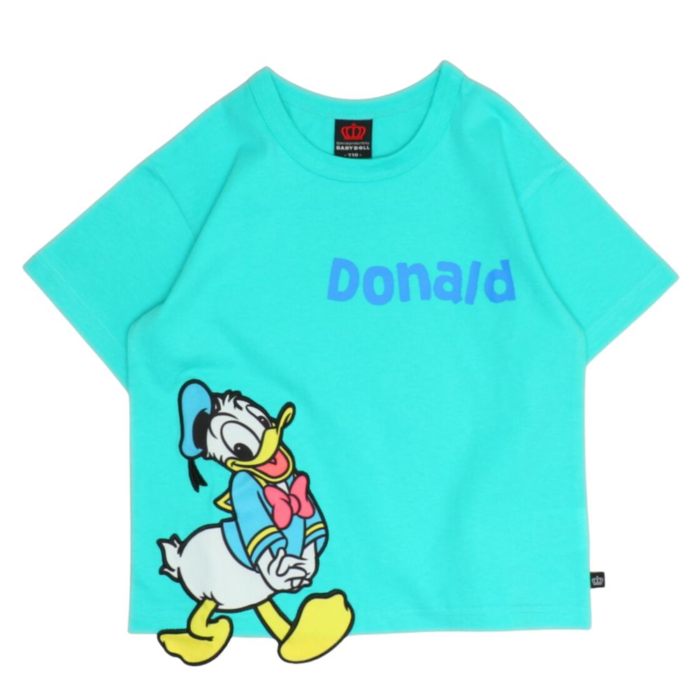【ベビードール】ドナルド 手描き風ロゴキャラクターワッペンTシャツ 1334K / ベビーサイズ キッズ トップス 半袖 クルーネック カットソー