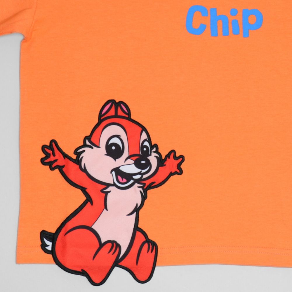【ベビードール】チップ 手描き風ロゴキャラクターワッペンTシャツ 1334K / ベビーサイズ キッズ トップス 半袖 クルーネック カットソー