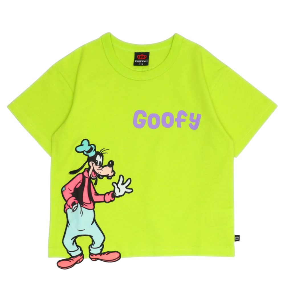 【ベビードール】グーフィー 手描き風ロゴキャラクターワッペンTシャツ 1334K / ベビーサイズ キッズ トップス 半袖 クルーネック カットソー