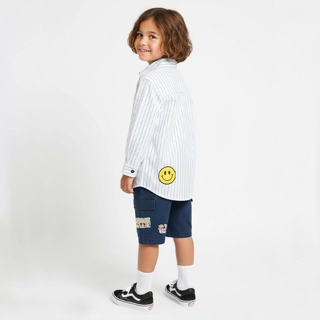 【ベビードール】ミッキー ストライプシャツ 1338K / ベビーサイズ キッズ トップス 長袖 シャツ 羽織り ストライプ柄 ストライプシャツ スナップボタン仕様