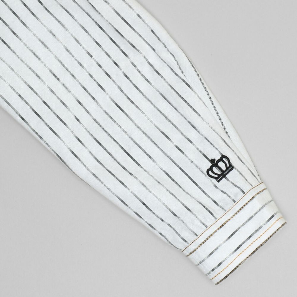 【ベビードール】ミッキー ストライプシャツ 1338K / ベビーサイズ キッズ トップス 長袖 シャツ 羽織り ストライプ柄 ストライプシャツ スナップボタン仕様