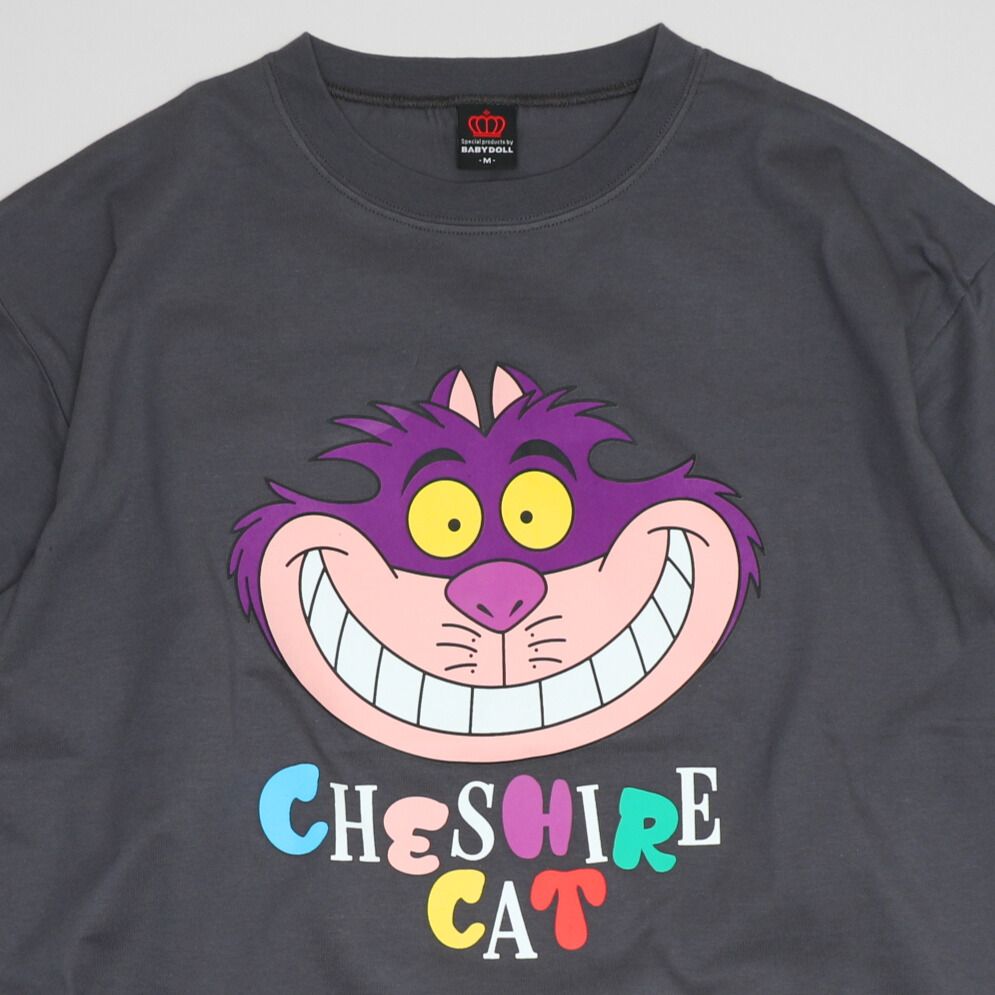 【ベビードール】チェシャ猫 親子お揃い フロッキーTシャツ 1341A / 大人 ユニセックス 男女兼用 リンクコーデ ペアルック 親子コーデ トップス 半袖 クルーネック カットソー