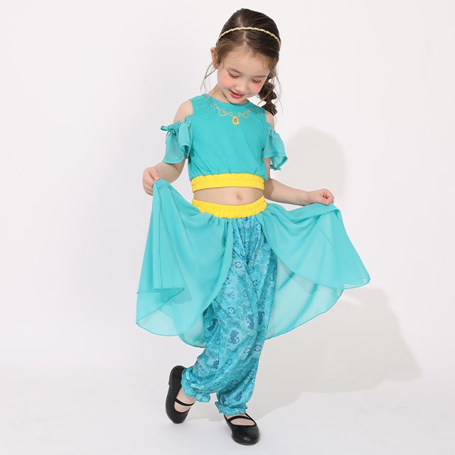 【ベビードール】ジャスミン なりきるワンピース 1357K / ベビーサイズ キッズ トップス 半袖 上下セパレート ズボン パンツ シフォン フリル ウエスト総ゴム プリンセス 仮装 コスチューム コスプレ