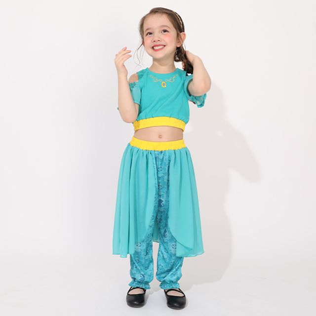 【ベビードール】ジャスミン なりきるワンピース 1357K / ベビーサイズ キッズ トップス 半袖 上下セパレート ズボン パンツ シフォン フリル ウエスト総ゴム プリンセス 仮装 コスチューム コスプレ