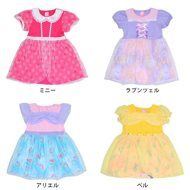 【ベビードール】ミニー なりきるワンピース 1357K / ベビーサイズ キッズ トップス 半袖 ワンピース スカート 仮装 コスチューム コスプレ ドレス