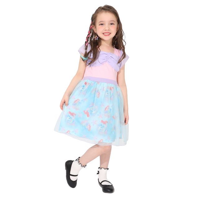 【ベビードール】アリエル なりきるワンピース 1357K / ベビーサイズ キッズ トップス 半袖 ワンピース スカート プリンセス 仮装 コスチューム コスプレ ドレス