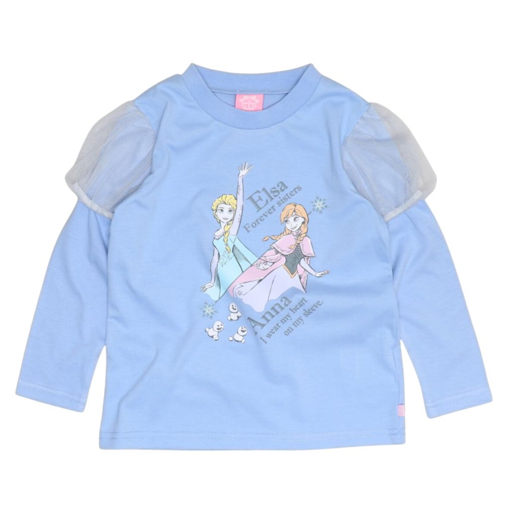 【ベビードール】アナ エルサ PFチュールパフ袖ロンT 1534K / ベビーサイズ キッズ トップス 長袖 Tシャツ クルーネック 天竺素材 パフ袖 パフスリーブ