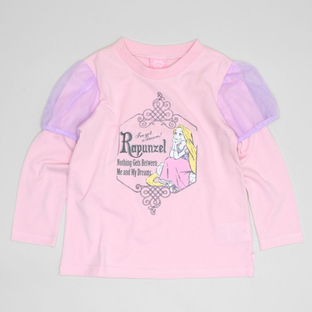 【ベビードール】ラプンツェル PFチュールパフ袖ロンT 1534K / ベビーサイズ キッズ トップス 長袖 Tシャツ クルーネック 天竺素材 パフ袖 パフスリーブ
