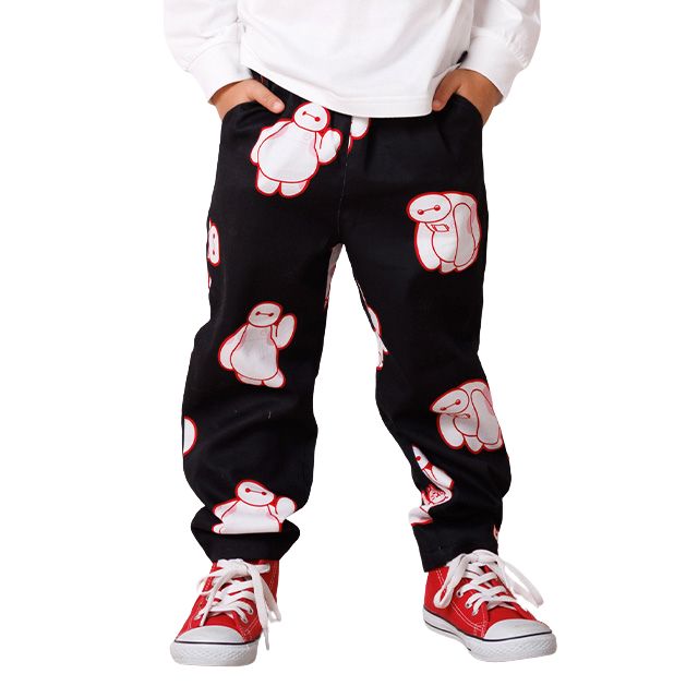 【ベビードール】ベイマックス キャラクター総柄ロングパンツ 1570K / ベビーサイズ キッズ ボトムス 長ズボン ツイルパンツ ストレート ウエスト総ゴム ゴム穴付