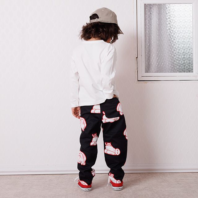 【ベビードール】ベイマックス キャラクター総柄ロングパンツ 1570K / ベビーサイズ キッズ ボトムス 長ズボン ツイルパンツ ストレート ウエスト総ゴム ゴム穴付