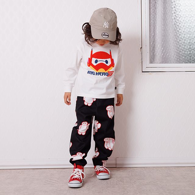 【ベビードール】ベイマックス キャラクター総柄ロングパンツ 1570K / ベビーサイズ キッズ ボトムス 長ズボン ツイルパンツ ストレート ウエスト総ゴム ゴム穴付