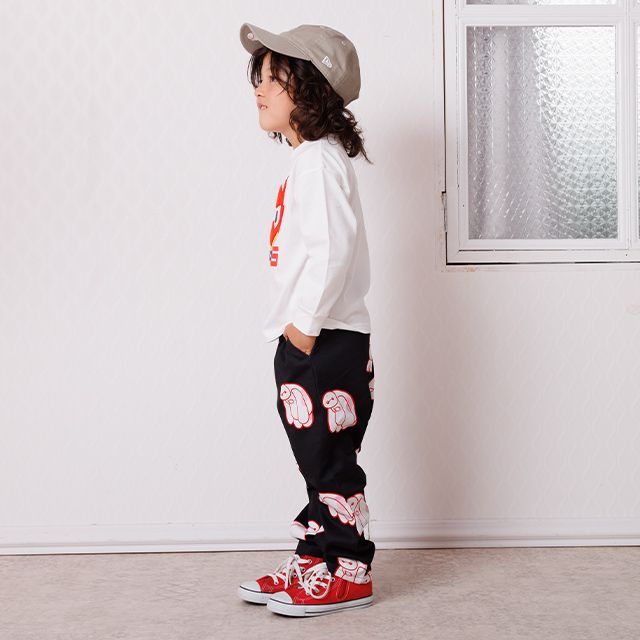 【ベビードール】ベイマックス キャラクター総柄ロングパンツ 1570K / ベビーサイズ キッズ ボトムス 長ズボン ツイルパンツ ストレート ウエスト総ゴム ゴム穴付