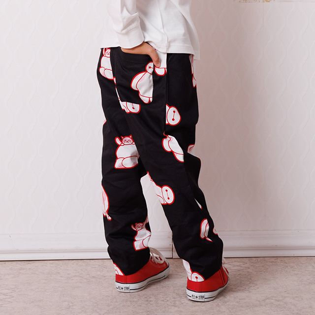 【ベビードール】ベイマックス キャラクター総柄ロングパンツ 1570K / ベビーサイズ キッズ ボトムス 長ズボン ツイルパンツ ストレート ウエスト総ゴム ゴム穴付