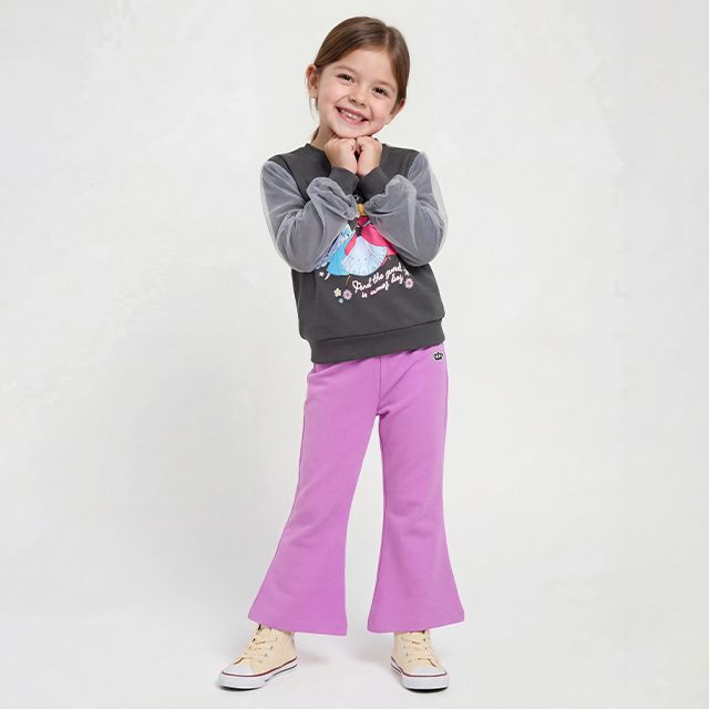 【ベビードール】アナ エルサ チュール袖トレーナー 1571K / ベビーサイズ キッズ トップス 長袖 トレーナー クルーネック ガーリー